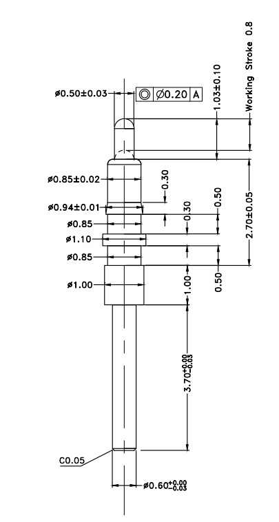Φ0.85*H4.73mm Pogo pin DP094739-1 2