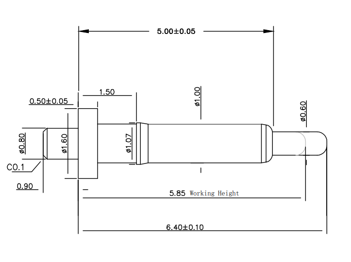 Φ1.0*H6.4mm Pogo pin DP106458-1 2