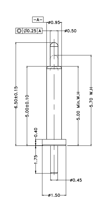 Φ0.95*H6.5mm Pogo pin DP106557-1 2
