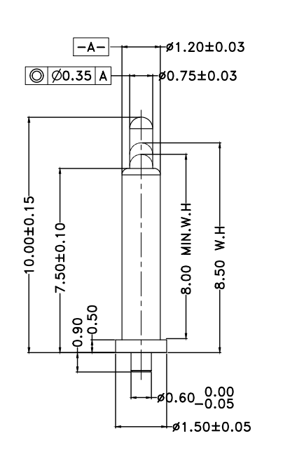 Φ1.2*H10.0mm Pogo pin DP121101-1 2