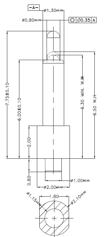 Φ1.3*H7.75mm Pogo pin DP137765-1 2