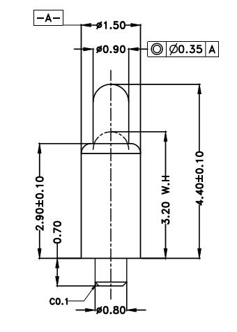 Φ1.5*H4.4mm Pogo pin DP154432-1 2