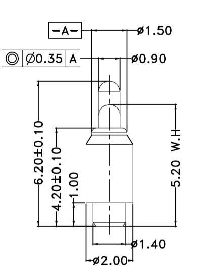 Φ1.5*H6.2mm Pogo pin DP156252-1 2