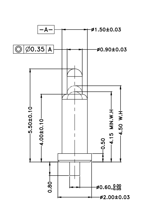 Φ1.5*H5.5mm Pogo pin DP156354-1 2