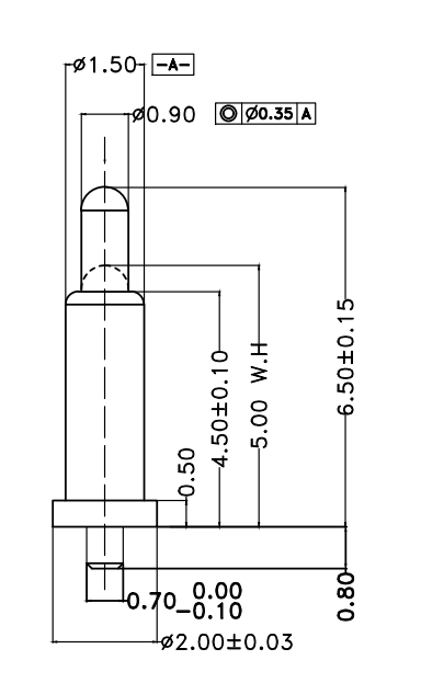 Φ1.5*H6.5mm Pogo pin DP156550-1 2