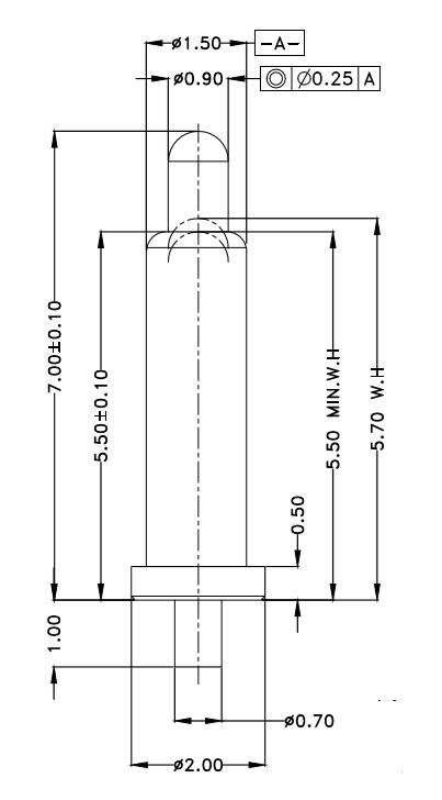 Φ1.5*H7.0mm Pogo pin DP157057-1 2