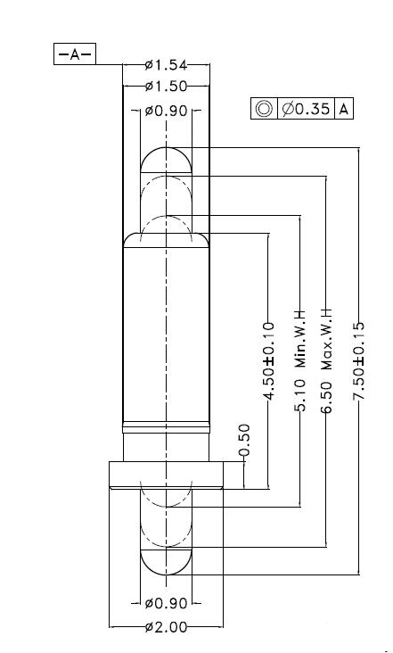 Φ1.5*H7.5mm Pogo pin DP157501-1 2