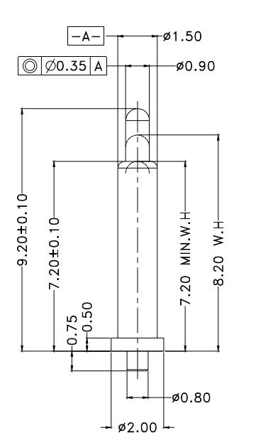 Φ1.5*H9.2mm Pogo pin DP159282-1 2