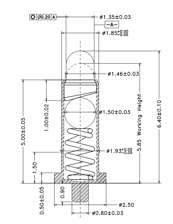 Φ1.9*H6.4mm Pogo pin DP196459-1 2