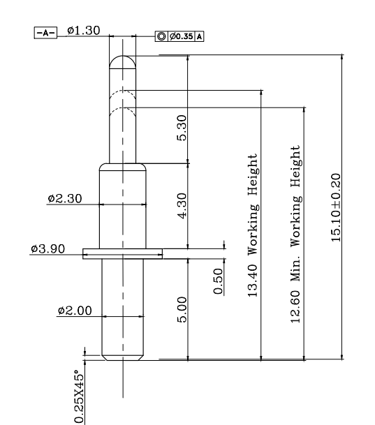 2.29*H15.0mm Pogo pin DP231513-1 2