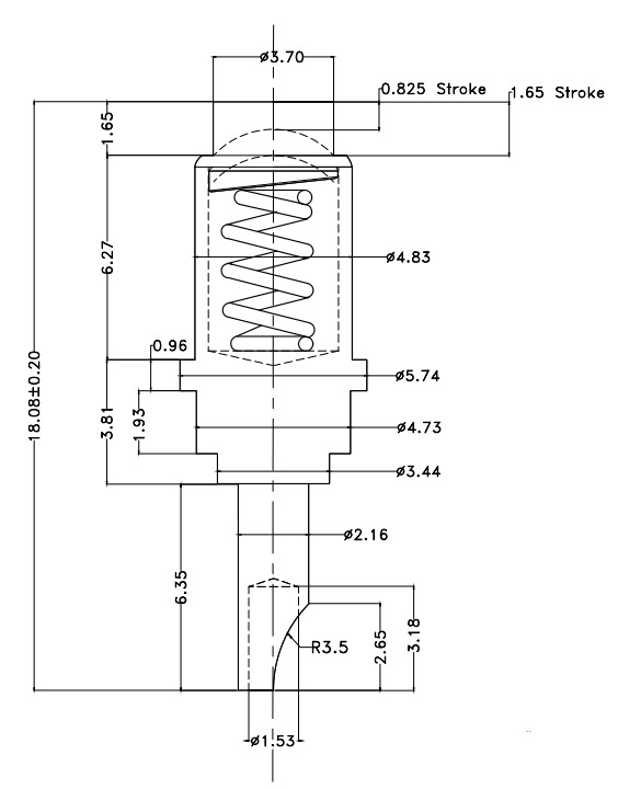 Φ4.83*H18.08mm Solder cup Pogo pin DP481811-1 2