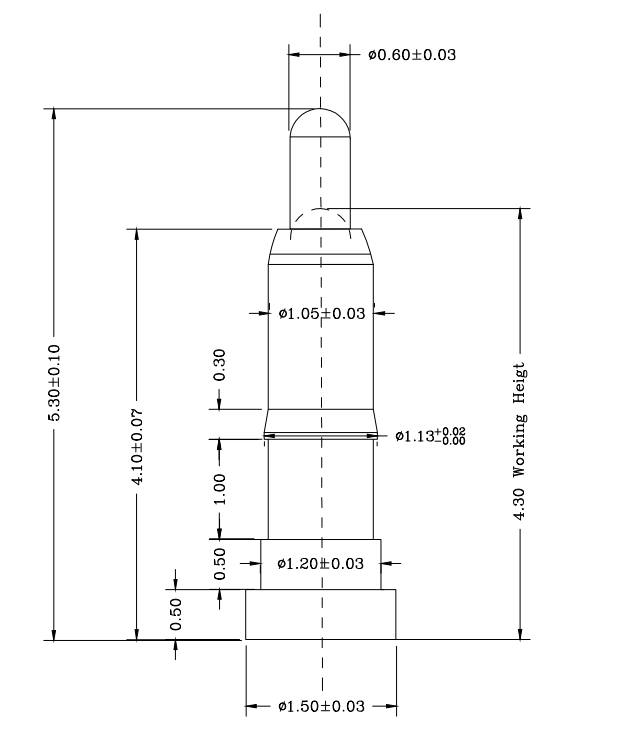 Φ1.05*H5.3mm Pogo pin FP115343-1 2