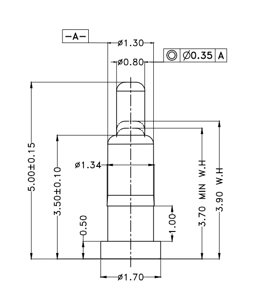 1.3*H5.0mm Pogo pin FP135039-1 2