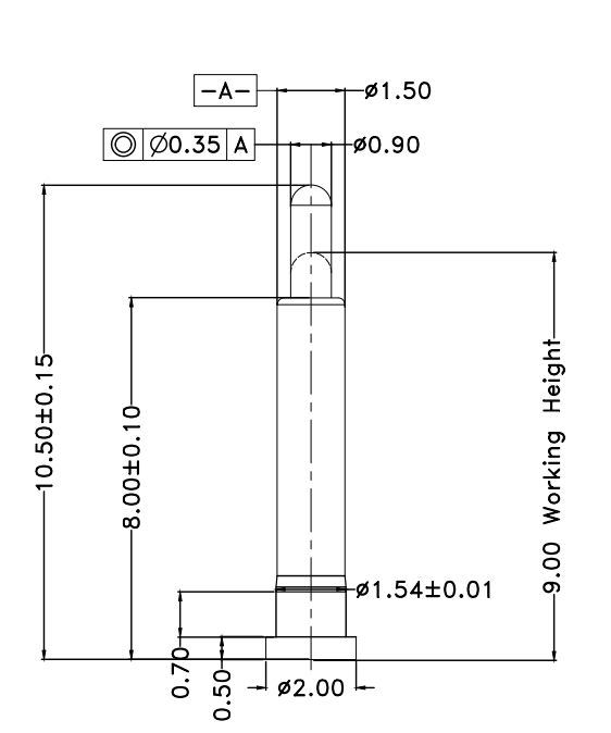 Φ1.5*H10.5mm Pogo pin FP151190-1 2