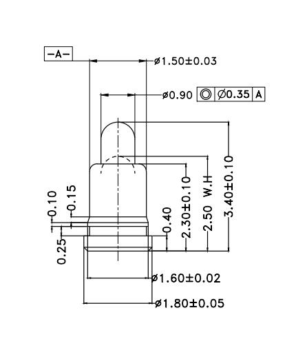 Φ1.5*H3.4mm Pogo pin FP153425-1 2