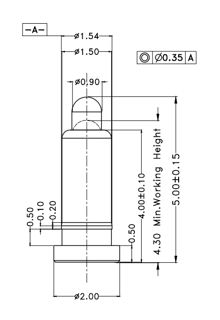 Φ1.5*H5.0mm Pogo pin FP155043-1 2