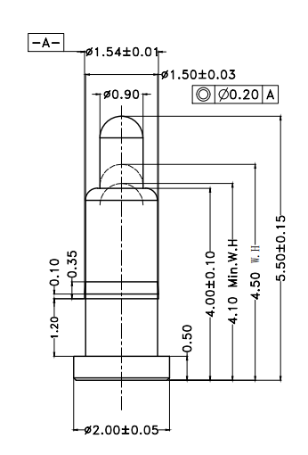 Φ1.5*H5.5mm Pogo pin FP155545-1 2