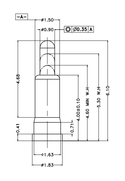 Φ1.5*H6.1mm Pogo pin FP156153-1 2