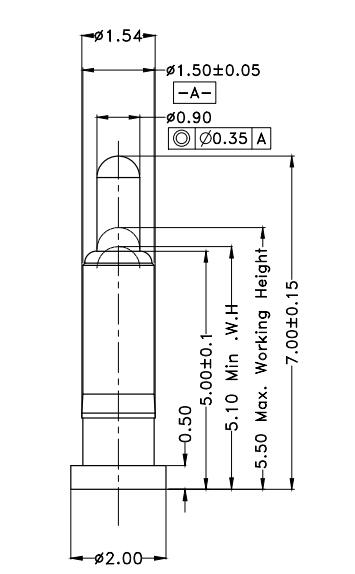Φ1.5*H7.0mm Pogo pin FP157055-1 2