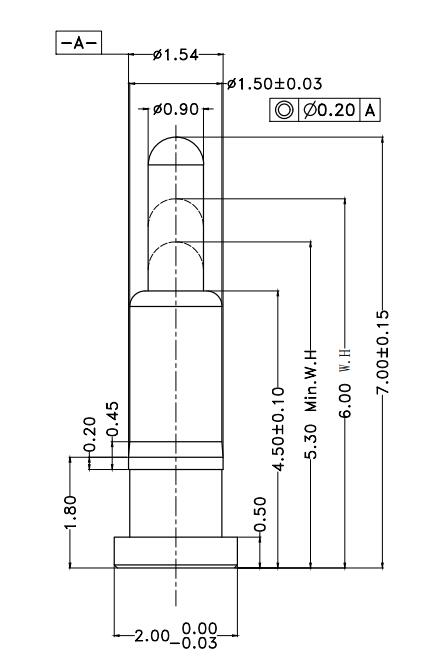 Φ1.5*H7.0mm Pogo pin FP157060-1 2