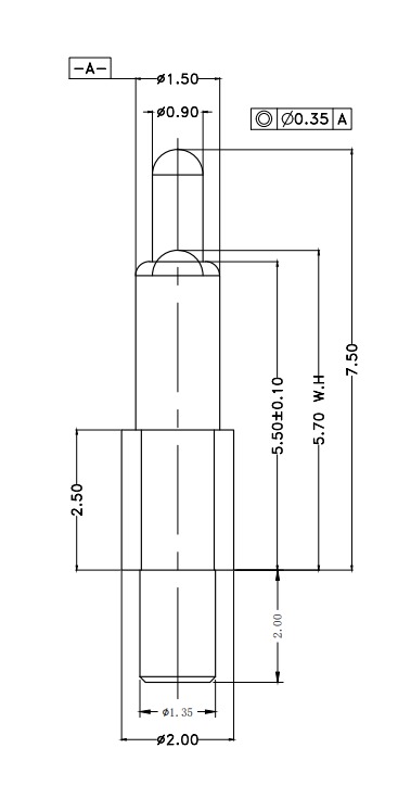 Φ1.5*H7.5mm Pogo pin FP157557-1 2