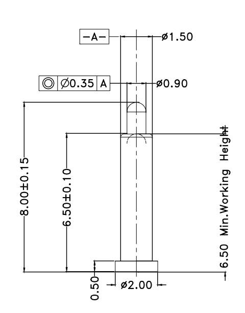 Φ1.5*H8.0mm Pogo pin FP158065-1 2