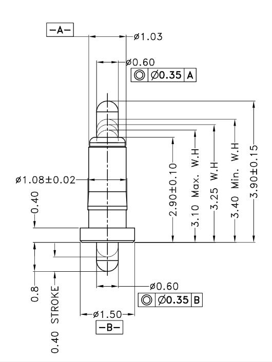 Φ1.03*H3.9mm Pogo pin G031004-1 2