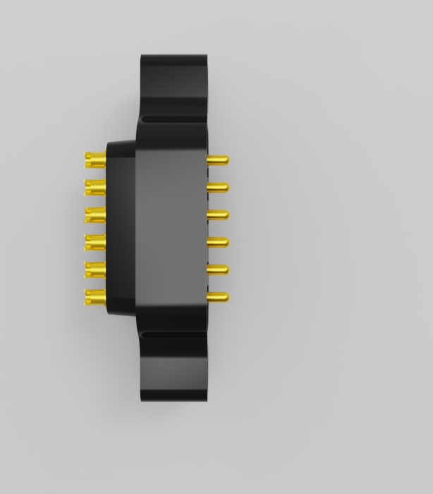 6P 2.54mm pitch solder cup pogo pin connector Height=13.5mm 6